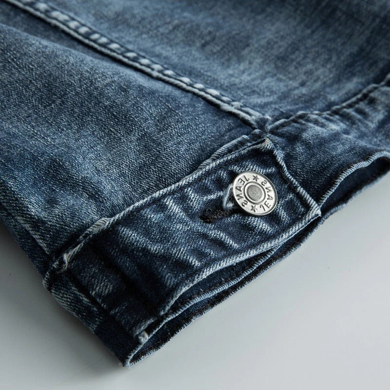 Silas - Men's Classic Blue Denim Jacket with Button Front