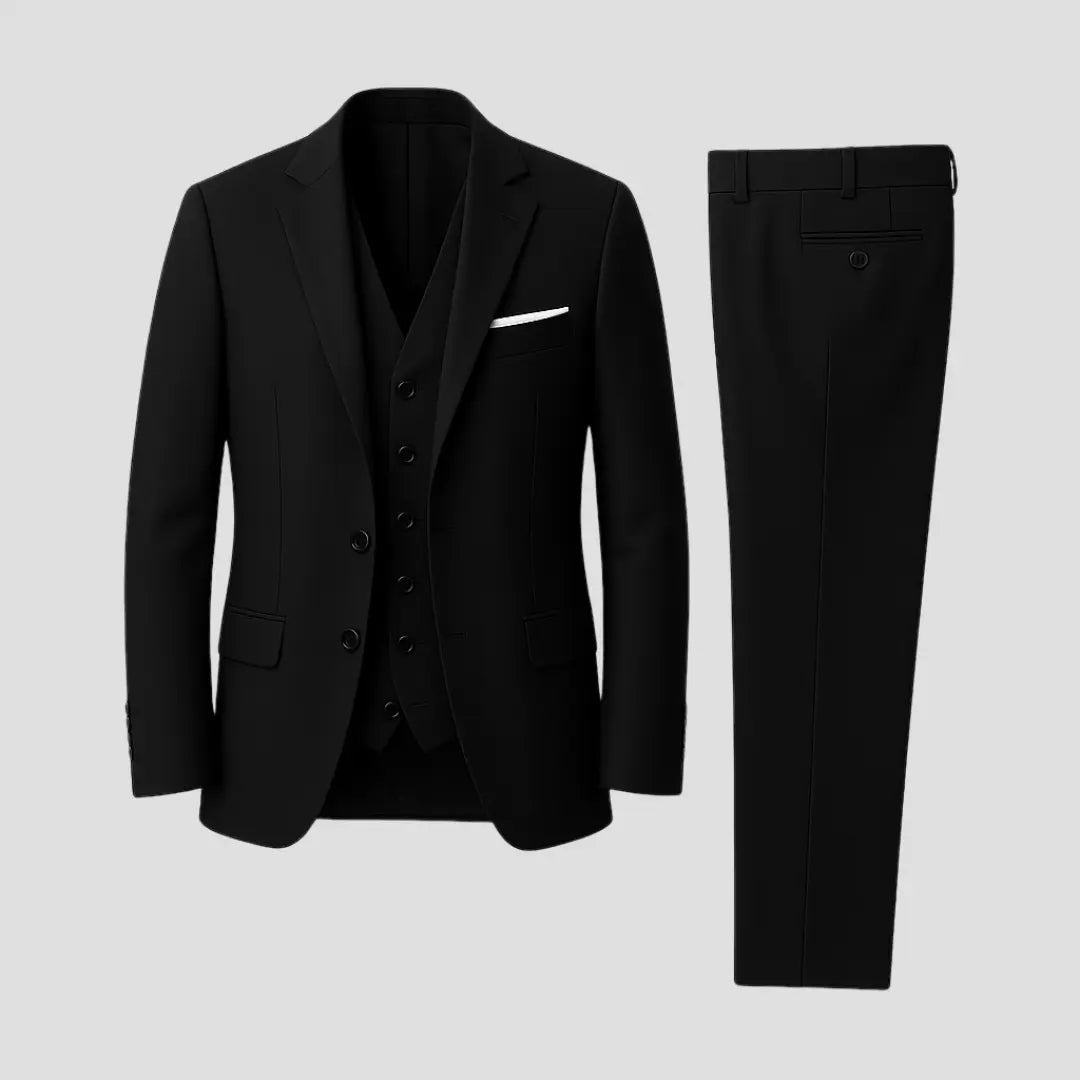 Simon - Men's Slim Fit Three-Piece Groomsmen Suit with Waistcoat