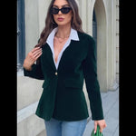 Siobhan - Women's Velvet Blazer with Gold-Tone Buttons