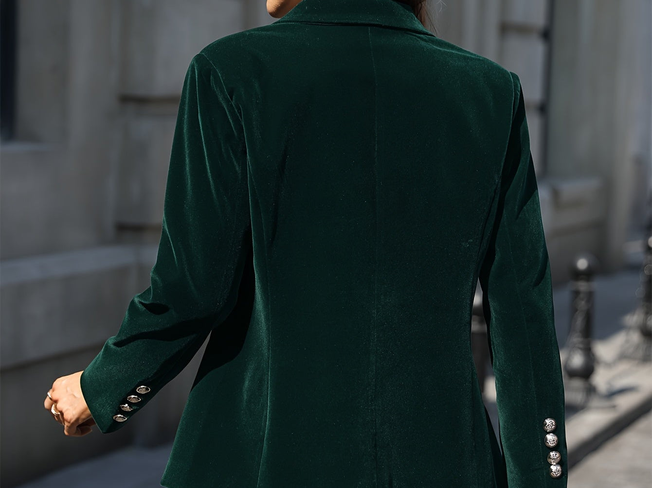 Siobhan - Women's Velvet Blazer with Gold-Tone Buttons