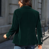 Siobhan - Women's Velvet Blazer with Gold-Tone Buttons
