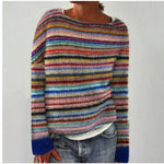 Solvej - Women's Crew Neck Knit Sweater with Patterned Yoke - Multi