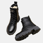 Soraya - Women's Fleece-Lined Lace-Up Combat Ankle Boots