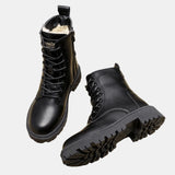 Soraya - Women's Fleece-Lined Lace-Up Combat Ankle Boots