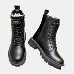 Soraya - Women's Fleece-Lined Lace-Up Combat Ankle Boots