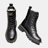 Soraya - Women's Fleece-Lined Lace-Up Combat Ankle Boots