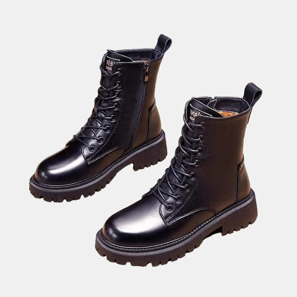 Soraya - Women's Fleece-Lined Lace-Up Combat Ankle Boots