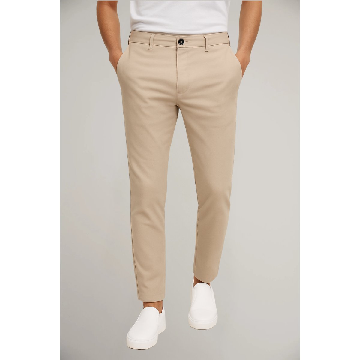 Soren - Men's Slim Fit Chino Trousers - Beige