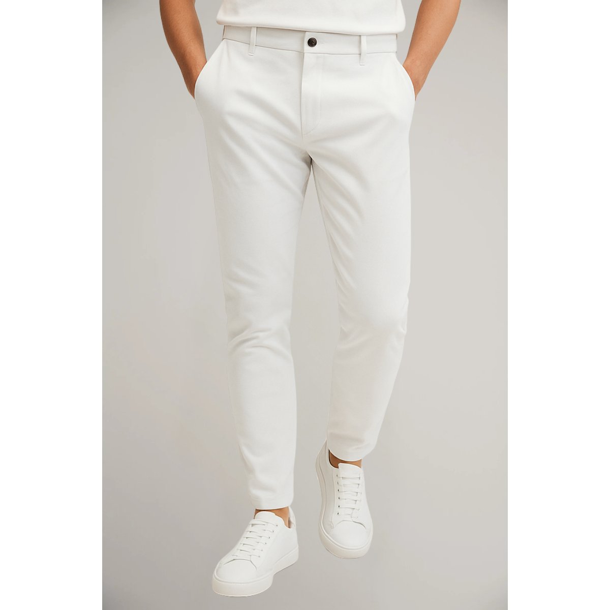Soren - Men's Slim Fit Chino Trousers - White