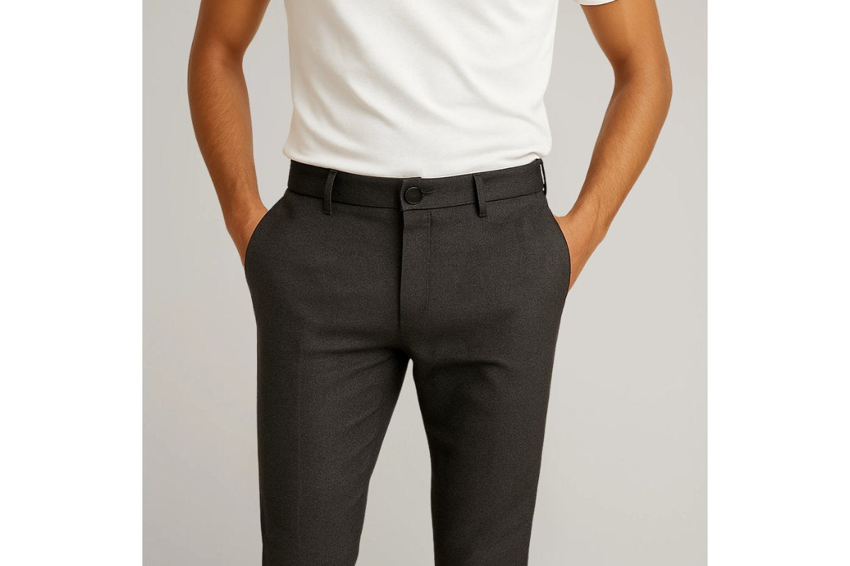 Soren - Men's Slim Fit Chino Trousers - Dark Gray
