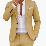 Spencer - Men's Notch Lapel Two-Button Suit with Straight-Leg Pants - Beige