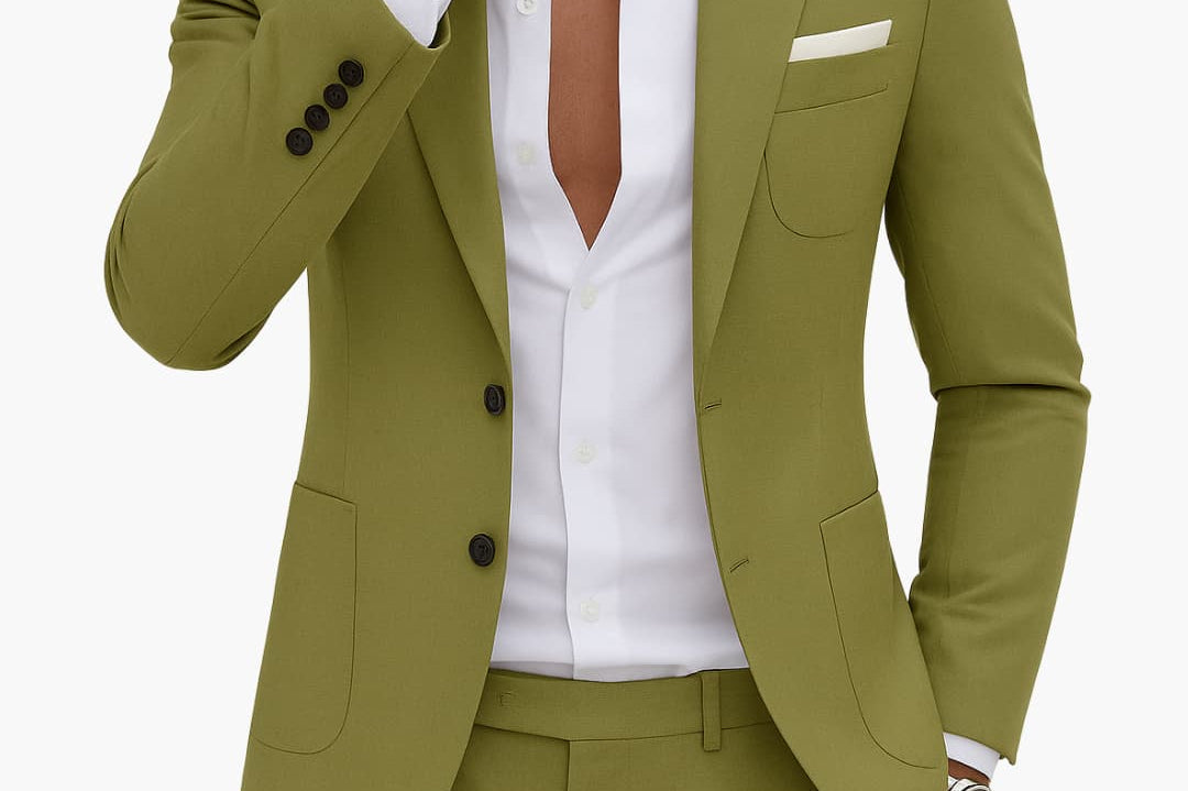 Spencer - Men's Notch Lapel Two-Button Suit with Straight-Leg Pants - Green