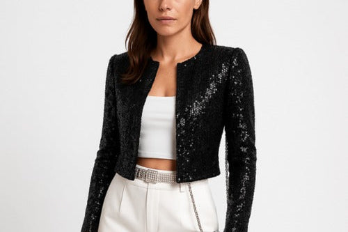 Susie - Women's Tailored Blazer with Classic Lapel and Pockets - Black