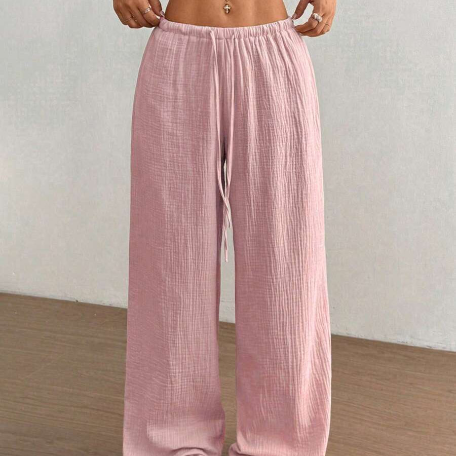 Wide-Leg Drawstring Pants | Elastic Waist Relaxed Trousers