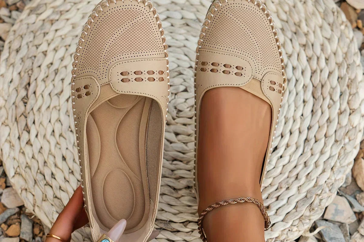 Tansy - Women's Comfort Slip-On Loafer Flats - Beige