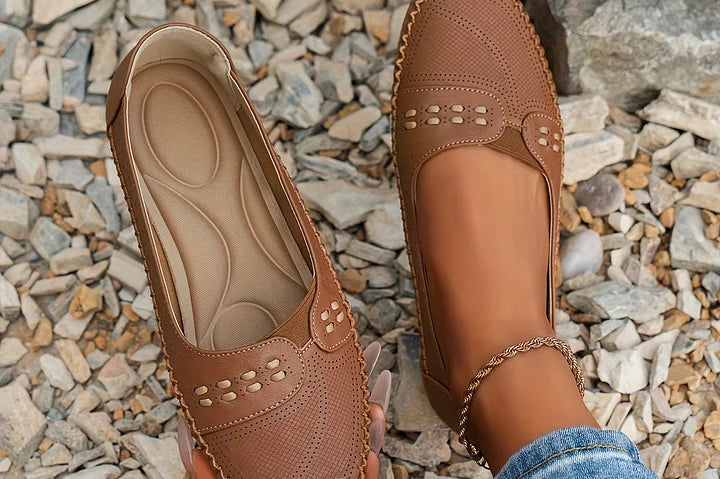 Tansy - Women's Comfort Slip-On Loafer Flats - Brown