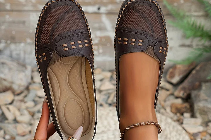 Tansy - Women's Comfort Slip-On Loafer Flats - Coffee