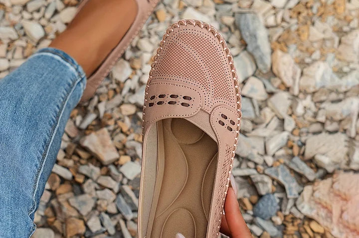 Tansy - Women's Comfort Slip-On Loafer Flats - Light Pink