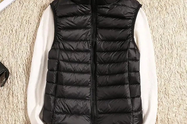 Tenley - Women's Lightweight Padded Gilet with Stand Collar - Black