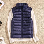 Tenley - Women's Lightweight Padded Gilet with Stand Collar - Navy