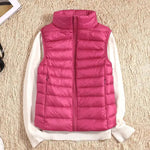 Tenley - Women's Lightweight Padded Gilet with Stand Collar - Deep Pink