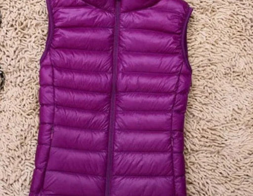 Tenley - Women's Lightweight Padded Gilet with Stand Collar - Purple