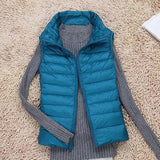Tenley - Women's Lightweight Padded Gilet with Stand Collar - Blue