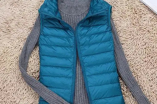Tenley - Women's Lightweight Padded Gilet with Stand Collar - Blue
