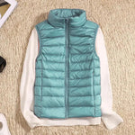 Tenley - Women's Lightweight Padded Gilet with Stand Collar - Light Blue