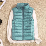 Tenley - Women's Lightweight Padded Gilet with Stand Collar - Light Blue
