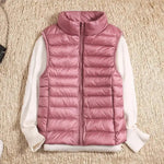 Tenley - Women's Lightweight Padded Gilet with Stand Collar - Pink