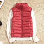 Tenley - Women's Lightweight Padded Gilet with Stand Collar - Red