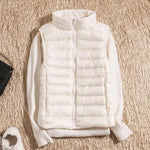 Tenley - Women's Lightweight Padded Gilet with Stand Collar - White