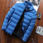 Thaddeus - Men's High Collar Lined Puffer Jacket - Blue