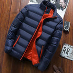 Thaddeus - Men's High Collar Lined Puffer Jacket - Navy