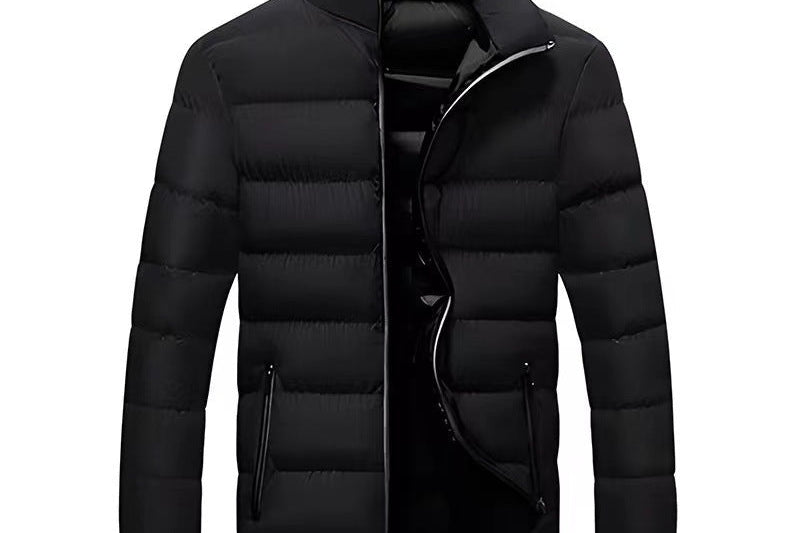 Thaddeus - Men's High Collar Lined Puffer Jacket - Black