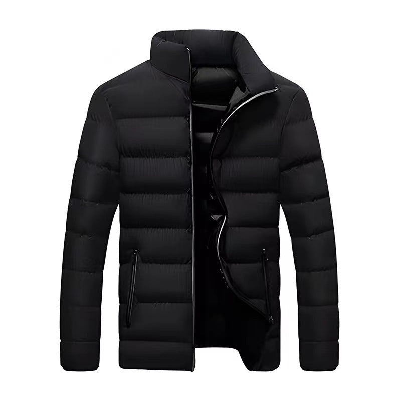 Thaddeus - Men's High Collar Lined Puffer Jacket - Black