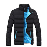 Thaddeus - Men's High Collar Lined Puffer Jacket - Black / Blue