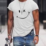 Theo - Men's Relaxed Fit Smiley Graphic T-Shirt - White