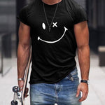 Theo - Men's Relaxed Fit Smiley Graphic T-Shirt - Black
