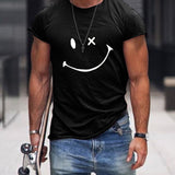 Theo - Men's Relaxed Fit Smiley Graphic T-Shirt - Black