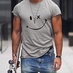 Theo - Men's Relaxed Fit Smiley Graphic T-Shirt - Gray