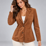 Tilde - Women's Brown Suede Button-Front Blazer
