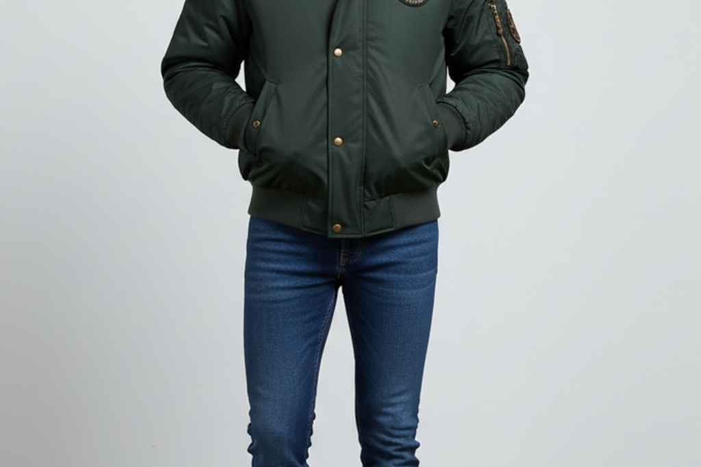 Tobias - Men's Quilted Bomber Jacket with Faux Fur Hood