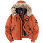 Tobias - Men's Quilted Bomber Jacket with Faux Fur Hood - Orange