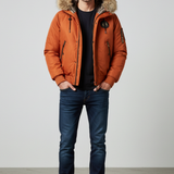 Tobias - Men's Quilted Bomber Jacket with Faux Fur Hood