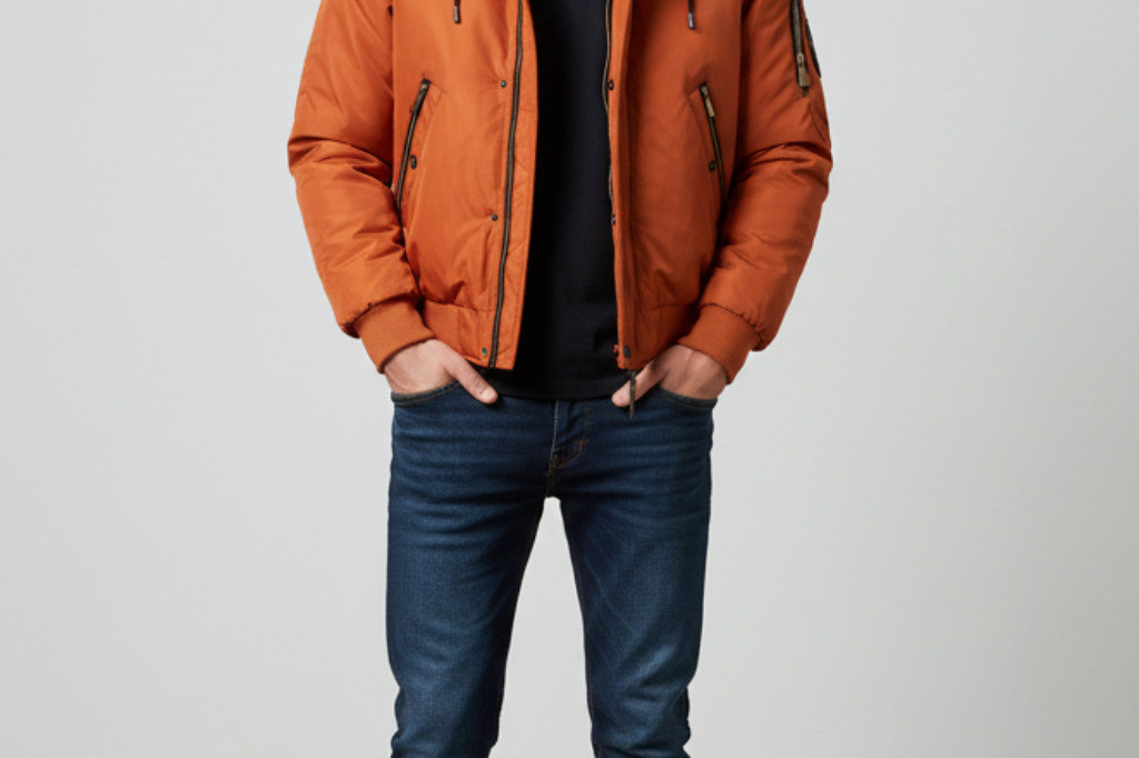 Tobias - Men's Quilted Bomber Jacket with Faux Fur Hood