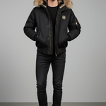 Tobias - Men's Quilted Bomber Jacket with Faux Fur Hood