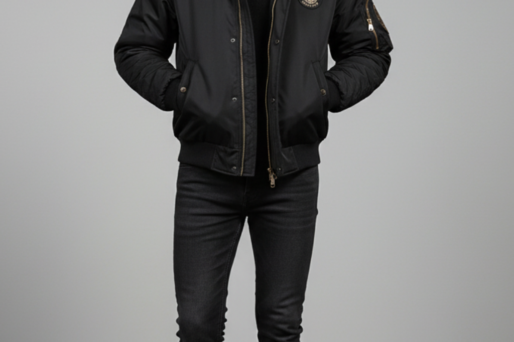 Tobias - Men's Quilted Bomber Jacket with Faux Fur Hood