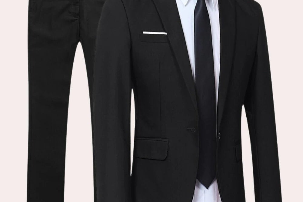 Todd - Men's Slim Fit Two-Piece Business Suit - Black